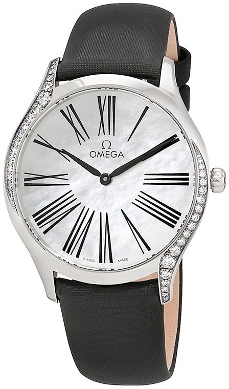 Женские часы Omega De Ville Tresor 428.17.36.60.05.001, механизм кварцевый, циферблат белый, браслет текстиль + кожа — Изображение 4