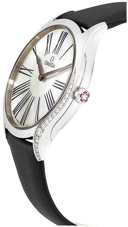 Женские часы Omega De Ville Tresor 428.17.36.60.05.001, механизм кварцевый, циферблат белый, браслет текстиль + кожа — Изображение 5