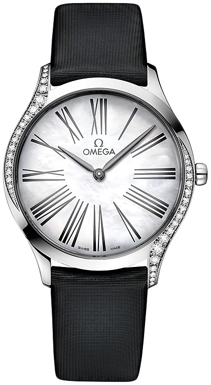 Женские часы Omega De Ville Tresor 428.17.36.60.05.001, механизм кварцевый, циферблат белый, браслет текстиль + кожа — Изображение 1