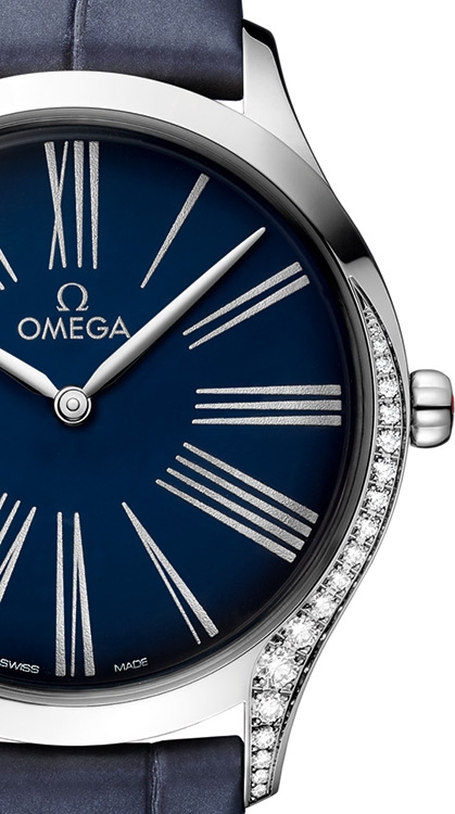 Женские часы Omega De Ville Tresor 428.18.36.60.03.001, механизм кварцевый, циферблат синий, браслет кожа — Изображение 2
