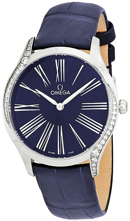 Женские часы Omega De Ville Tresor 428.18.36.60.03.001, механизм кварцевый, циферблат синий, браслет кожа — Изображение 4