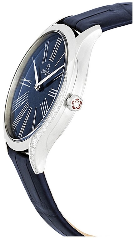 Женские часы Omega De Ville Tresor 428.18.36.60.03.001, механизм кварцевый, циферблат синий, браслет кожа — Изображение 5