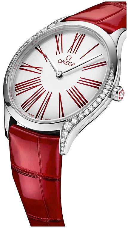 Женские кварцевый часы Omega De Ville Tresor 428.18.36.60.04.002 белый кожа — Изображение 4