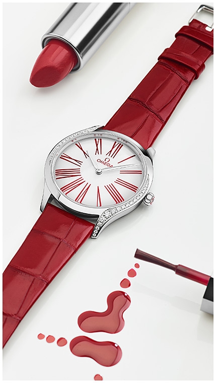 Женские кварцевый часы Omega De Ville Tresor 428.18.36.60.04.002 белый кожа — Изображение 7