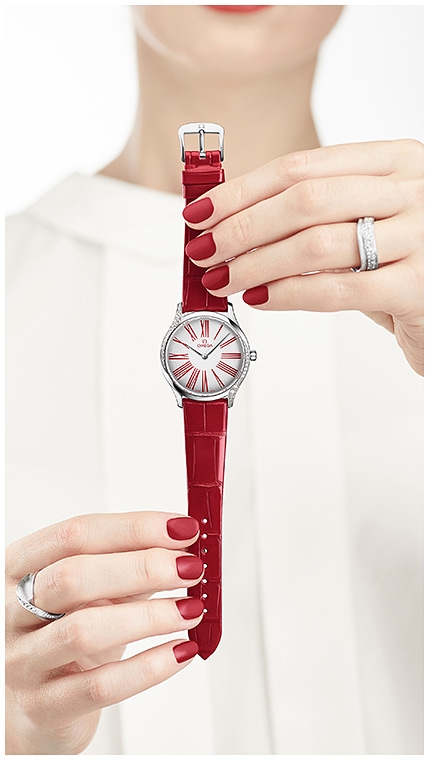 Женские кварцевый часы Omega De Ville Tresor 428.18.36.60.04.002 белый кожа — Изображение 9
