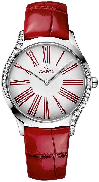 Женские кварцевый часы Omega De Ville Tresor 428.18.36.60.04.002 белый кожа — Изображение 1