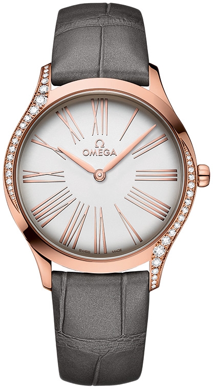 Женские часы Omega De Ville Tresor 428.58.36.60.02.001, механизм кварцевый, циферблат серебристый, браслет кожа — Изображение 1