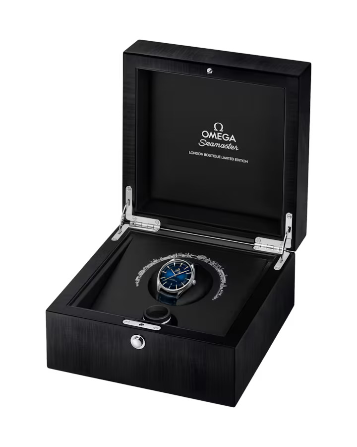 Мужские часы Omega Seamaster City Editions 511.13.40.20.03.002, механизм механический хронометр с автоподзаводом, циферблат синий, браслет кожа аллигатора — Изображение 3