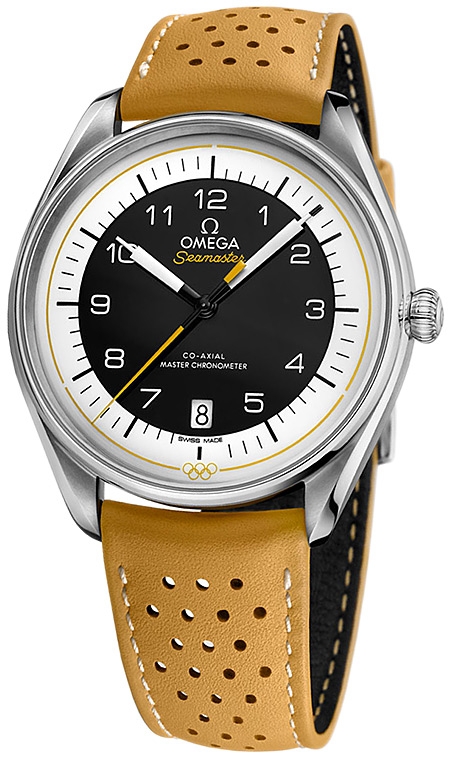 Мужские часы Omega Olympic Official Timekeeper 522.32.40.20.01.002, механизм механический хронометр с автоподзаводом, циферблат черный, браслет кожа — Изображение 3