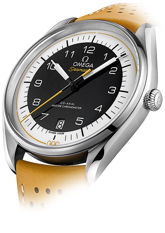 Мужские часы Omega Olympic Official Timekeeper 522.32.40.20.01.002, механизм механический хронометр с автоподзаводом, циферблат черный, браслет кожа — Изображение 4