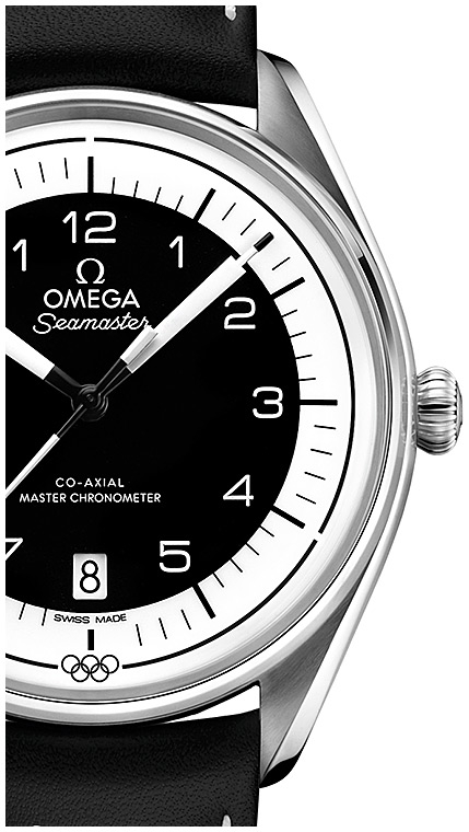 Мужские часы Omega Olympic Official Timekeeper 522.32.40.20.01.003, механизм механический хронометр с автоподзаводом, циферблат черный, браслет кожа — Изображение 2