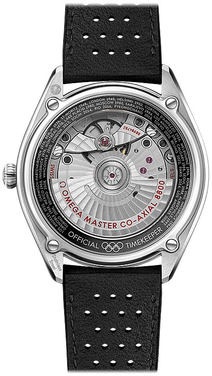 Мужские часы Omega Olympic Official Timekeeper 522.32.40.20.01.003, механизм механический хронометр с автоподзаводом, циферблат черный, браслет кожа — Изображение 6