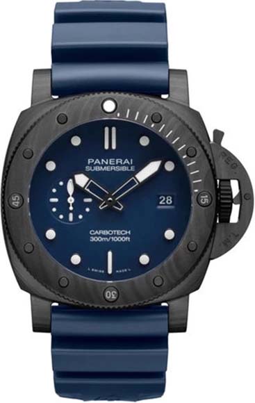 Мужские часы Panerai Submersible PAM01232, механизм механические с автоподзаводом, циферблат синий, браслет каучук — Изображение 1