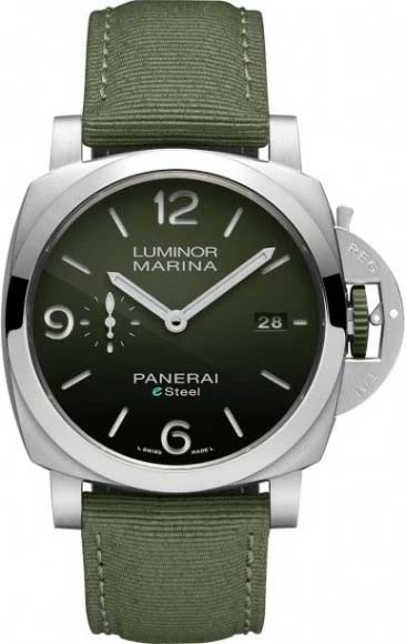 Мужские часы Panerai Luminor PAM01356, механизм механические с автоподзаводом, циферблат зеленый, браслет текстиль — Изображение 1