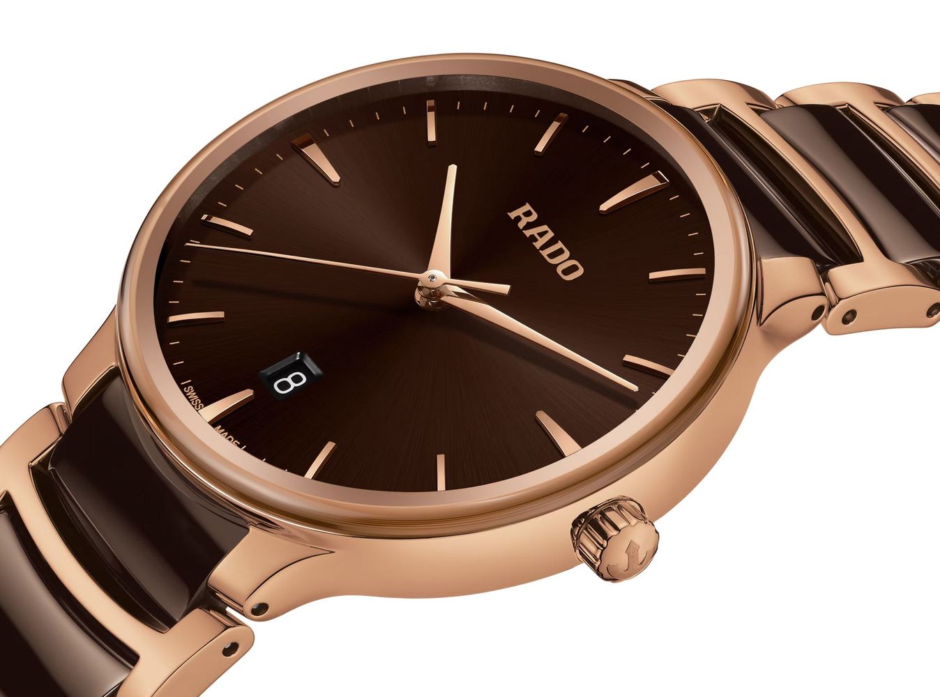 Унисекс кварцевый часы Rado Centrix 073.6023.3.001 коричневый нержавеющая сталь + pvd + керамика — Изображение 2