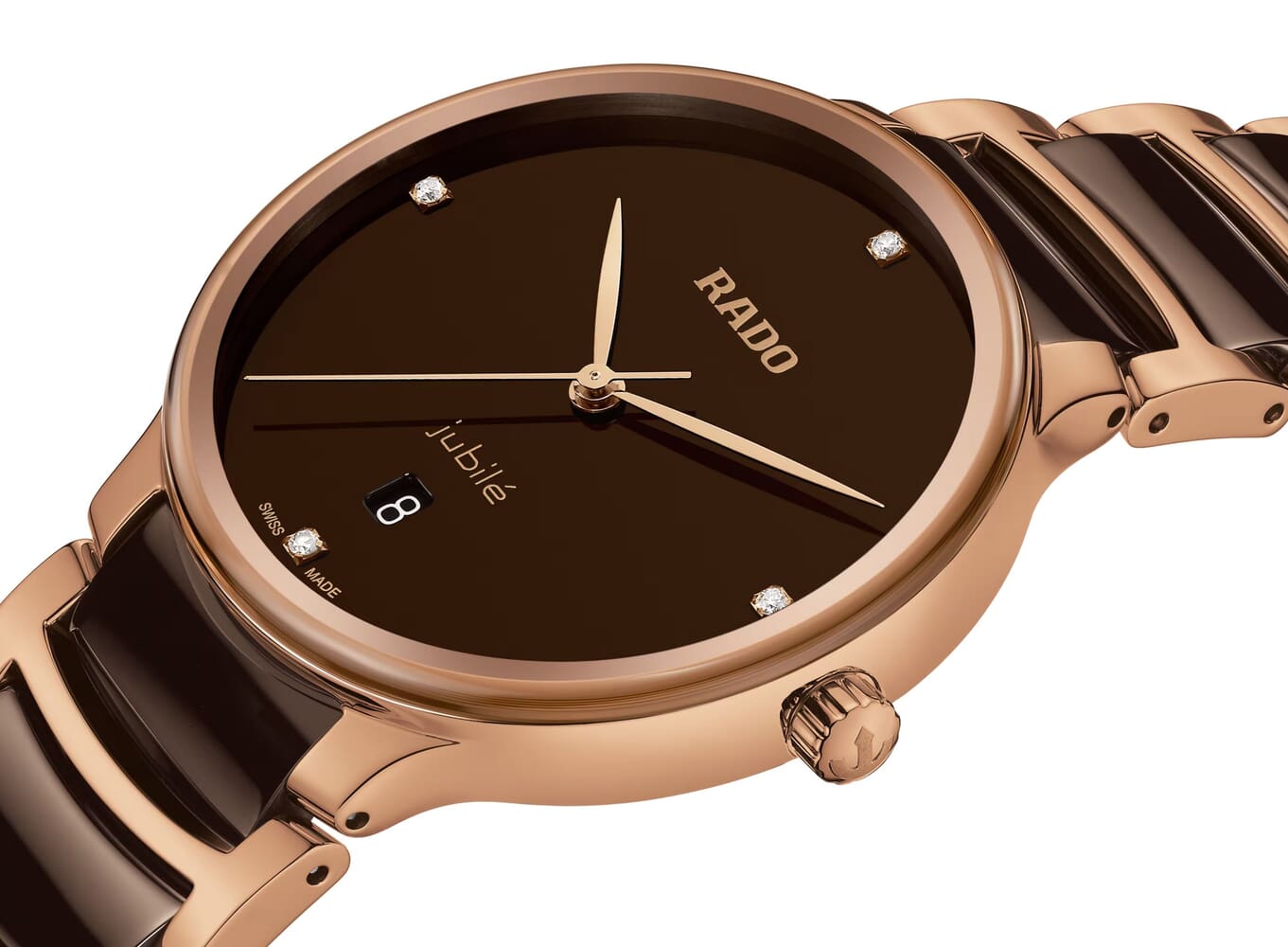 Унисекс кварцевый часы Rado Centrix 073.6023.3.071 коричневый нержавеющая сталь + керамика — Изображение 2