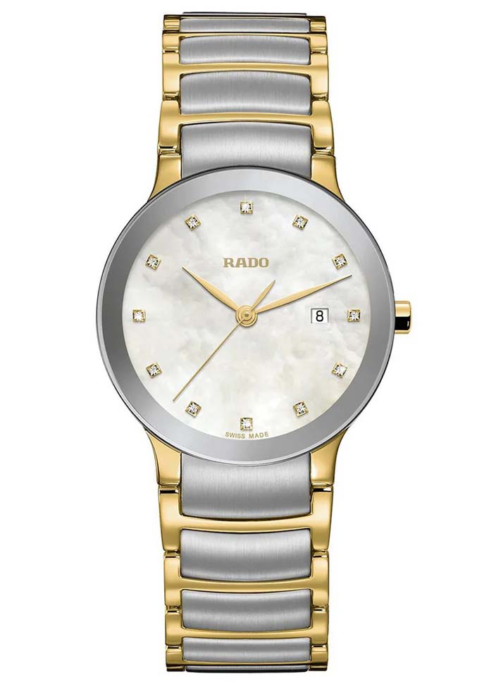 Женские часы Rado Centrix 079.0932.3.092, механизм кварцевый, циферблат белый, браслет нержавеющая сталь + pvd — Изображение 1