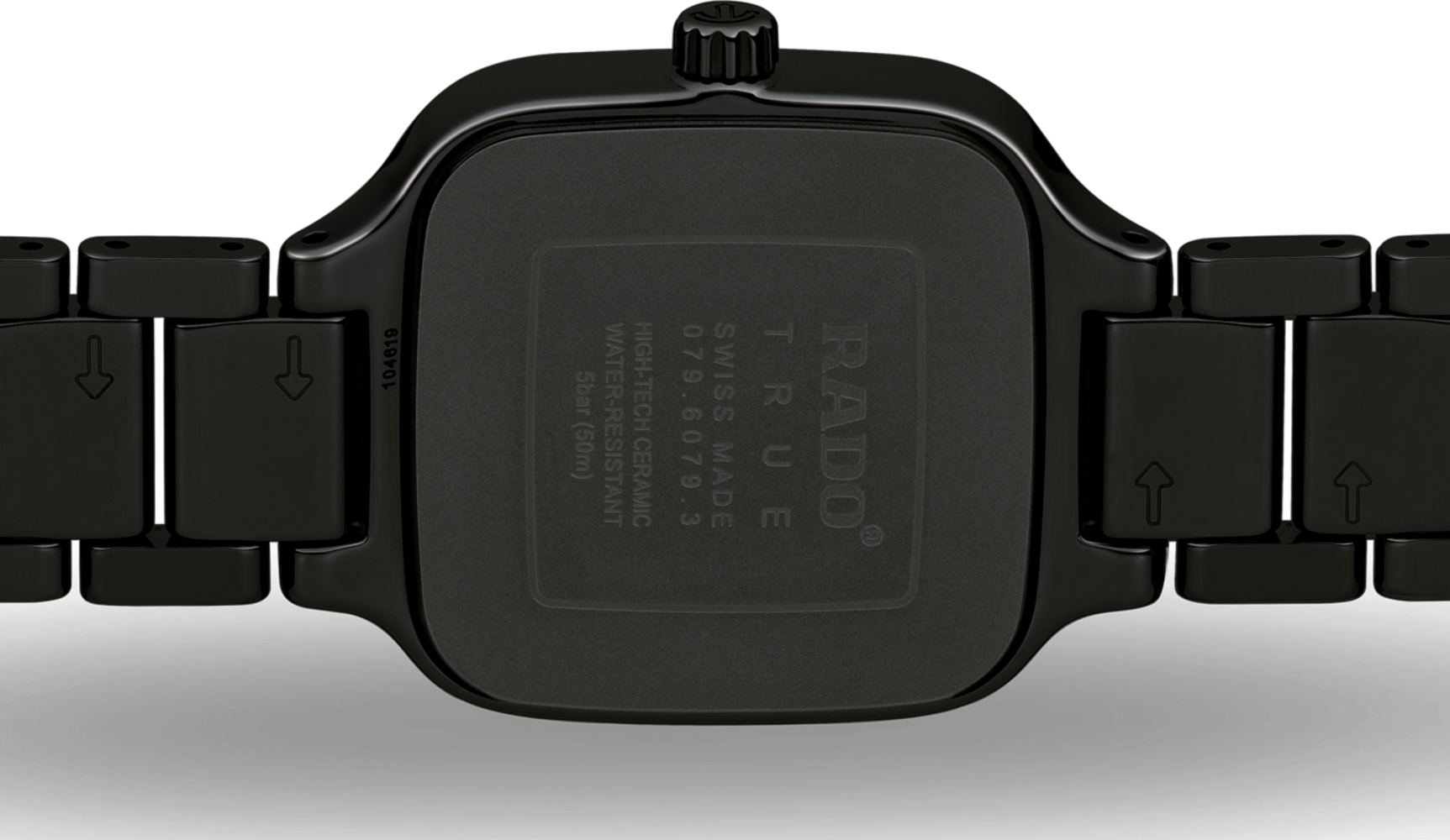 Женские часы Rado True Square 079.6080.3.072, механизм кварцевый, циферблат черный, браслет керамический — Изображение 3