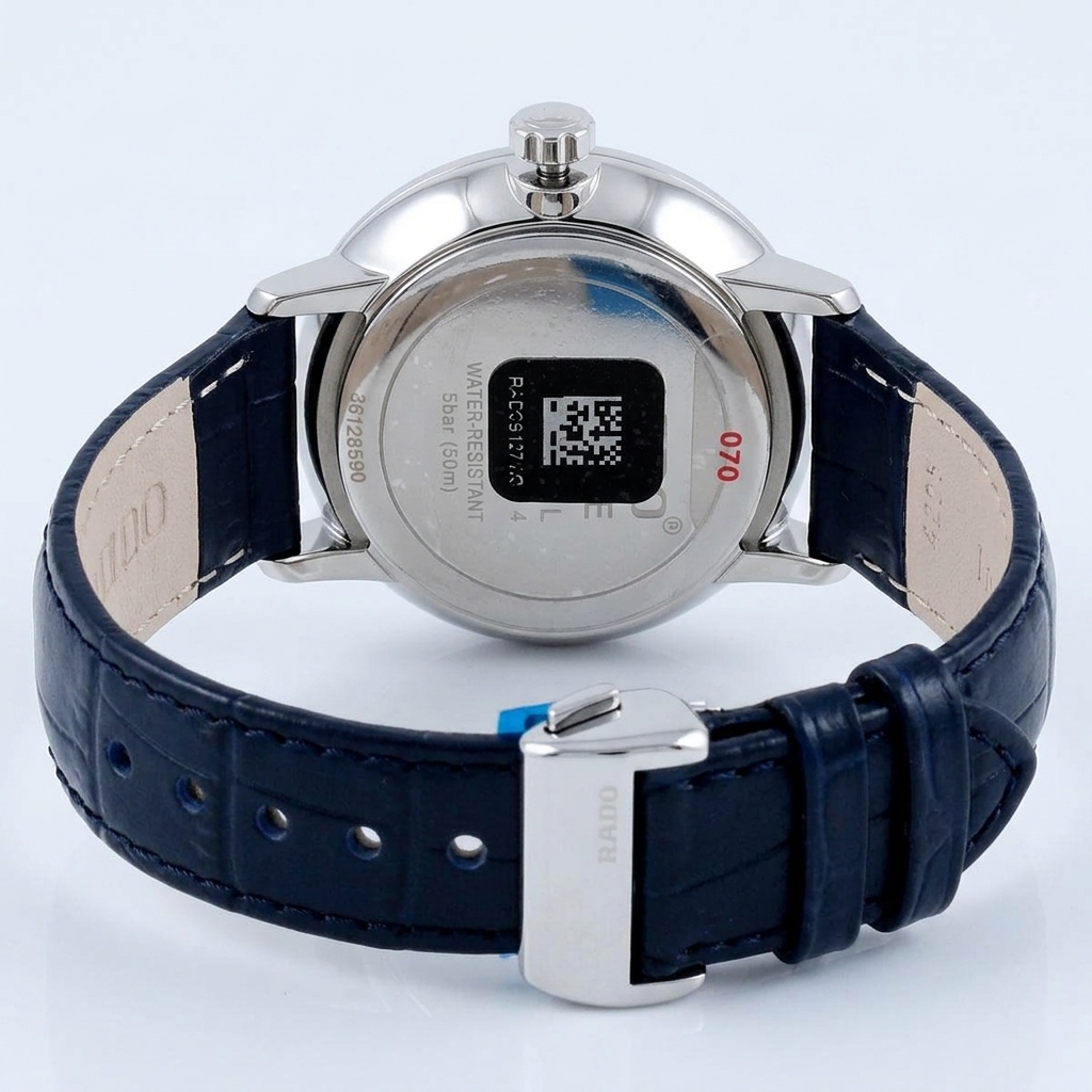 Женские часы Rado Coupole Classic 084.3883.4.191, механизм кварцевый, циферблат синий, браслет кожа — Изображение 4