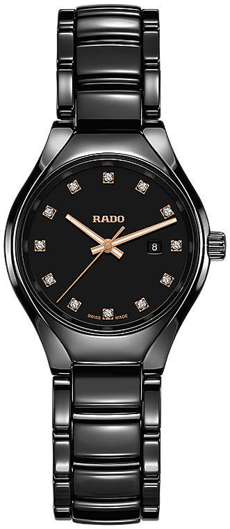 Женские часы Rado True 111.0059.3.073, механизм кварцевый, циферблат черный, браслет керамика — Изображение 1