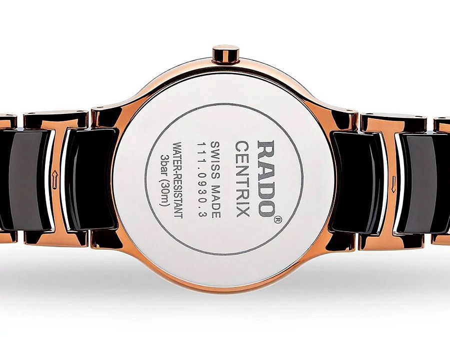 Женские часы Rado Centrix 111.0555.3.071, механизм кварцевый, циферблат черный, браслет нержавеющая сталь + pvd + керамика — Изображение 3