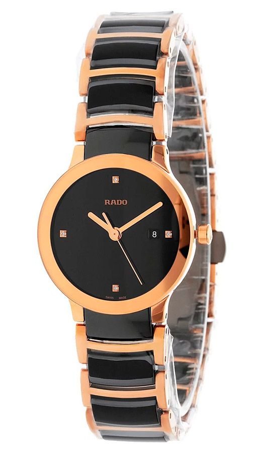Женские часы Rado Centrix 111.0555.3.071, механизм кварцевый, циферблат черный, браслет нержавеющая сталь + pvd + керамика — Изображение 5