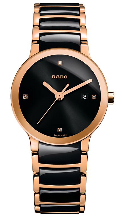 Женские кварцевый часы Rado Centrix 111.0555.3.071 черный нержавеющая сталь + pvd + керамика — Изображение 1