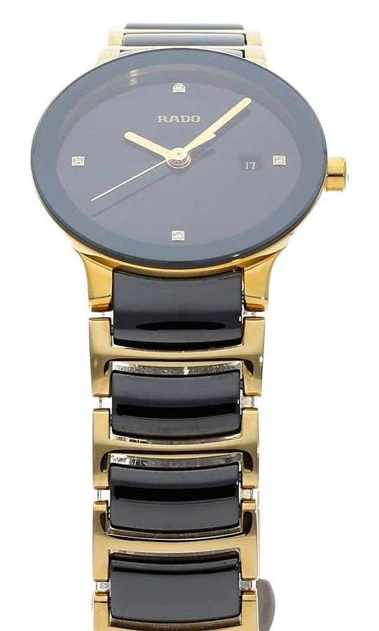 Женские часы Rado Centrix 111.0930.3.071, механизм кварцевый, циферблат черный, браслет нержавеющая сталь + pvd + керамика — Изображение 2