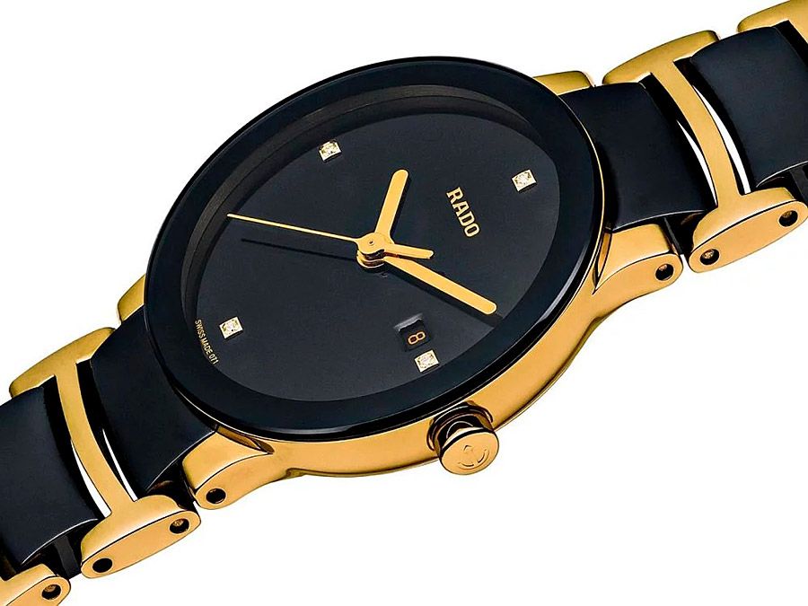Женские часы Rado Centrix 111.0930.3.071, механизм кварцевый, циферблат черный, браслет нержавеющая сталь + pvd + керамика — Изображение 3