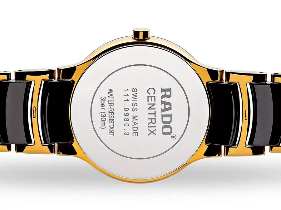 Женские часы Rado Centrix 111.0930.3.071, механизм кварцевый, циферблат черный, браслет нержавеющая сталь + pvd + керамика — Изображение 4