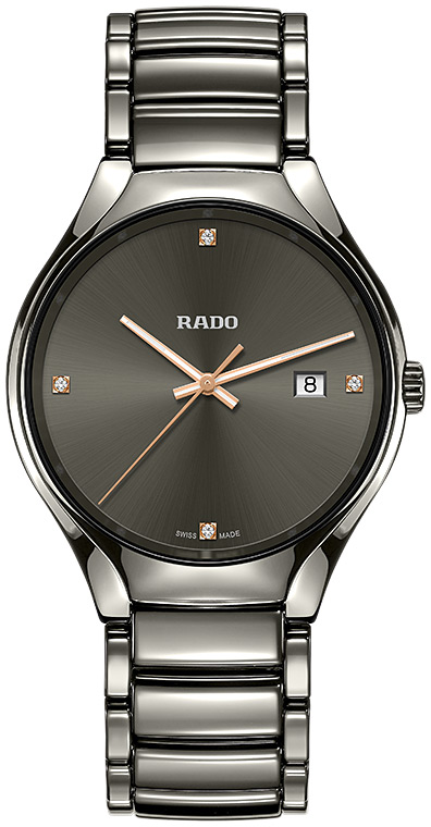Мужские часы Rado True 115.0239.3.071, механизм кварцевый, циферблат черный, браслет плазменная керамика — Изображение 1