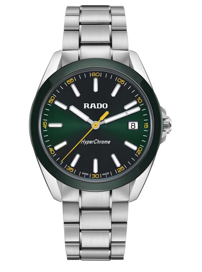 Мужские часы Rado HyperChrome 292.6280.3.031, механизм кварцевый, циферблат зеленый, браслет нержавеющая сталь — Изображение 1