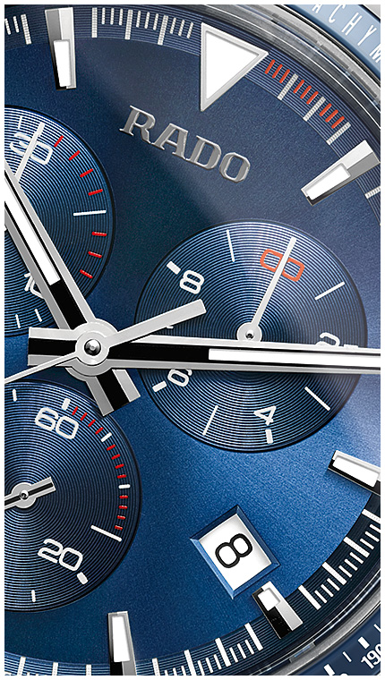Мужские часы Rado HyperChrome 312.0259.3.020, механизм кварцевый хронограф, циферблат синий, браслет нержавеющая сталь — Изображение 2