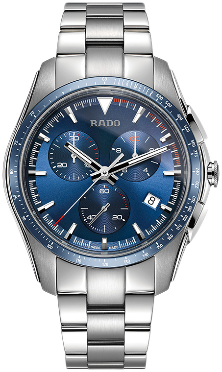 Мужские часы Rado HyperChrome 312.0259.3.020, механизм кварцевый хронограф, циферблат синий, браслет нержавеющая сталь — Изображение 1
