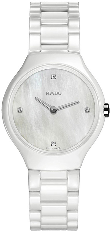 Женские часы Rado True Thinline 420.0958.3.090, механизм кварцевый, циферблат белый, браслет керамика — Изображение 1