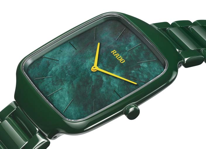 Унисекс кварцевый часы Rado True Square  420.6047.3.090 зеленый керамика + титан — Изображение 5