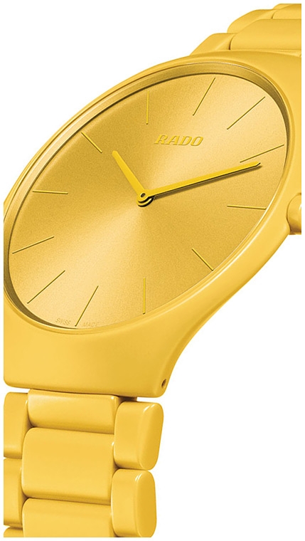 Унисекс кварцевый часы Rado True Thinline 420.6093.3.063 желтый керамика — Изображение 4