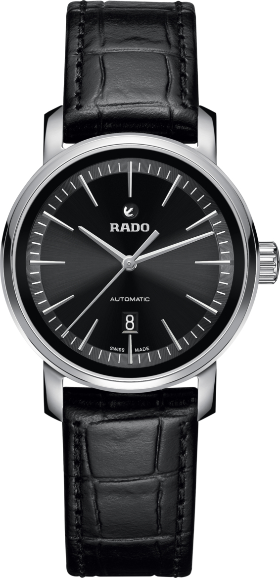 Женские механический с автоподзаводом часы Rado DiaMaster 580.0050.3.118 черный кожа — Изображение 1
