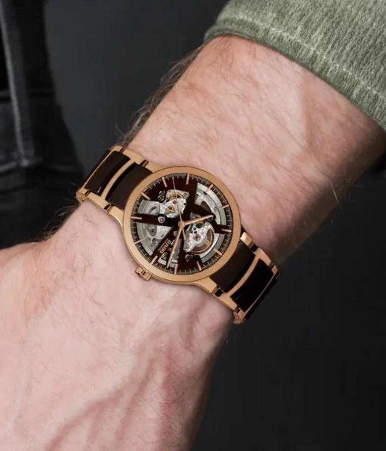 Мужские механический с автоподзаводом часы Rado Centrix 734.0181.3.031 коричневый нержавеющая сталь + pvd + керамика — Изображение 4