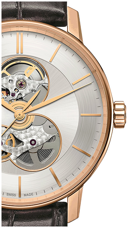 Мужские часы Rado Coupole Classic 734.3895.2.102, механизм механический с автоподзаводом, циферблат серебристый, браслет кожа — Изображение 2