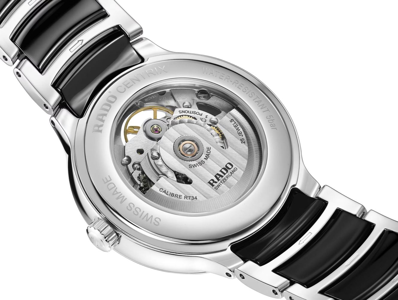 Унисекс механический с автоподзаводом часы Rado Centrix 734.6012.3.015 черный нержавеющая сталь + керамика — Изображение 4