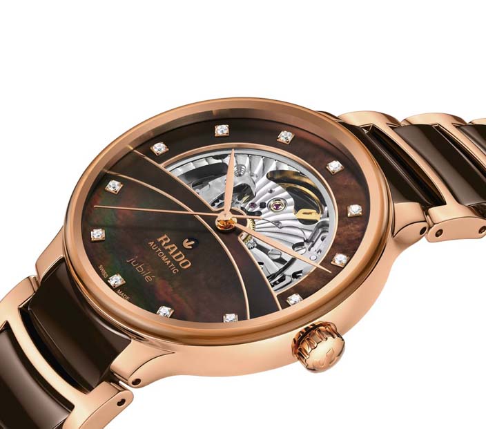 Женские часы Rado Centrix 734.6028.3.090, механизм механический с автоподзаводом, циферблат коричневый, браслет нержавеющая сталь + керамика — Изображение 2