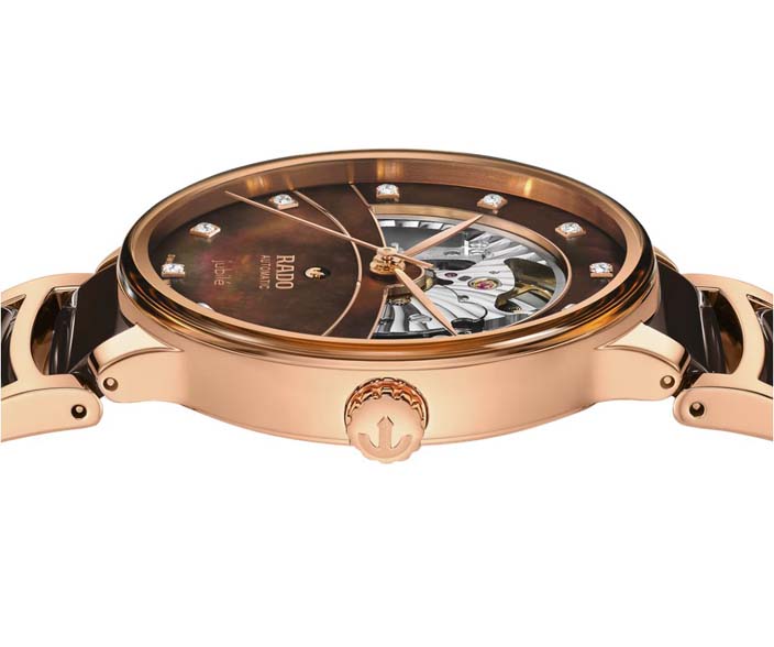 Женские часы Rado Centrix 734.6028.3.090, механизм механический с автоподзаводом, циферблат коричневый, браслет нержавеющая сталь + керамика — Изображение 3