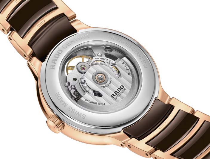 Женские часы Rado Centrix 734.6028.3.090, механизм механический с автоподзаводом, циферблат коричневый, браслет нержавеющая сталь + керамика — Изображение 4
