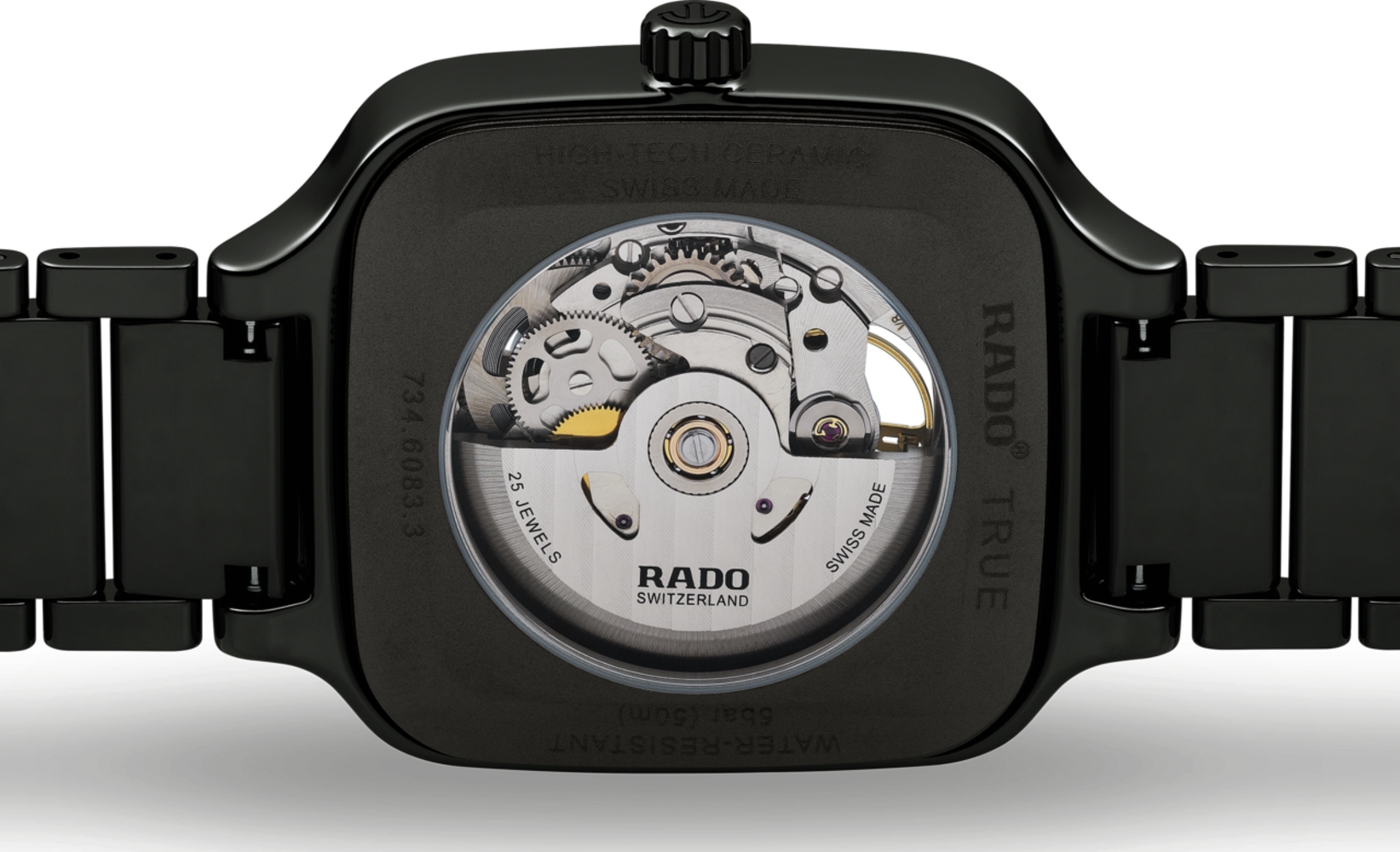 Мужские часы Rado True Square 734.6086.3.016, механизм механический с автоподзаводом, циферблат черный, браслет керамический — Изображение 3
