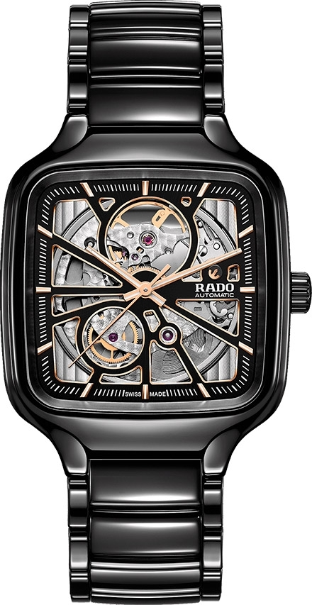 Мужские часы Rado True Square 734.6086.3.016, механизм механический с автоподзаводом, циферблат черный, браслет керамический — Изображение 1