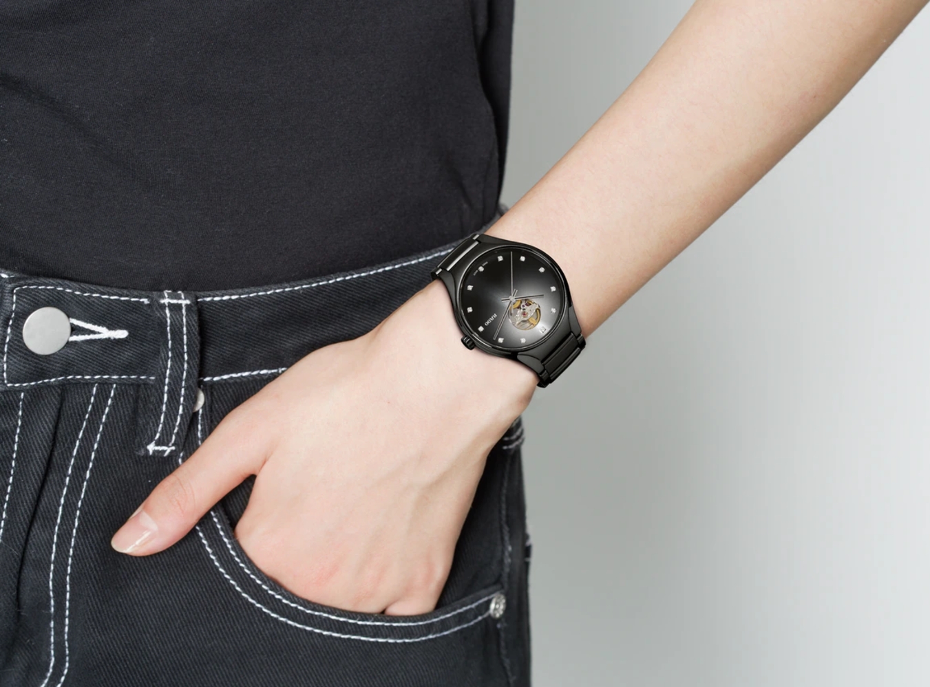 Унисекс автоматический часы Rado True 734.6107.3.073 черный высокотехнологичная керамика — Изображение 6