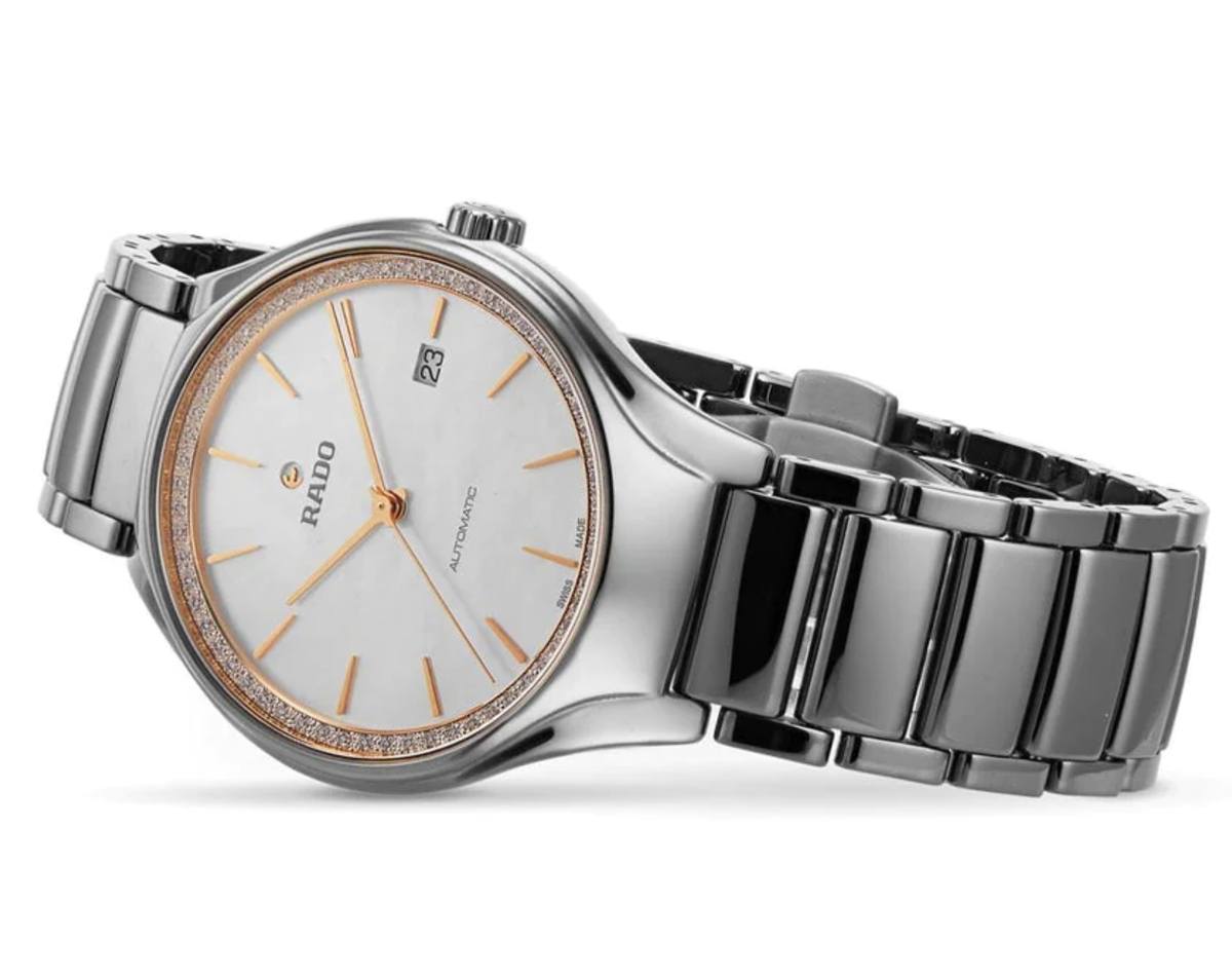 Унисекс механический с автоподзаводом часы Rado True 763.0057.3.085 белый плазменная керамика — Изображение 4