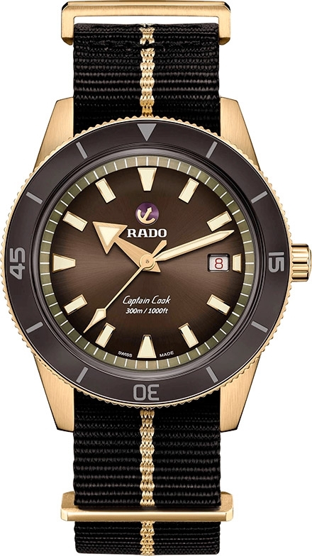 Мужские механический с автоподзаводом часы Rado Captain Cook 763.0504.3.330 коричневый ткань — Изображение 1