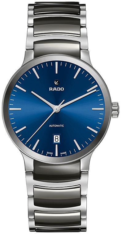 Мужские часы Rado Centrix 763.6010.3.020, механизм механический с автоподзаводом, циферблат синий, браслет нержавеющая сталь + плазменная керамика — Изображение 1
